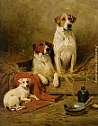 John Emms Famous Paintings - Foxhounds and a Terrier